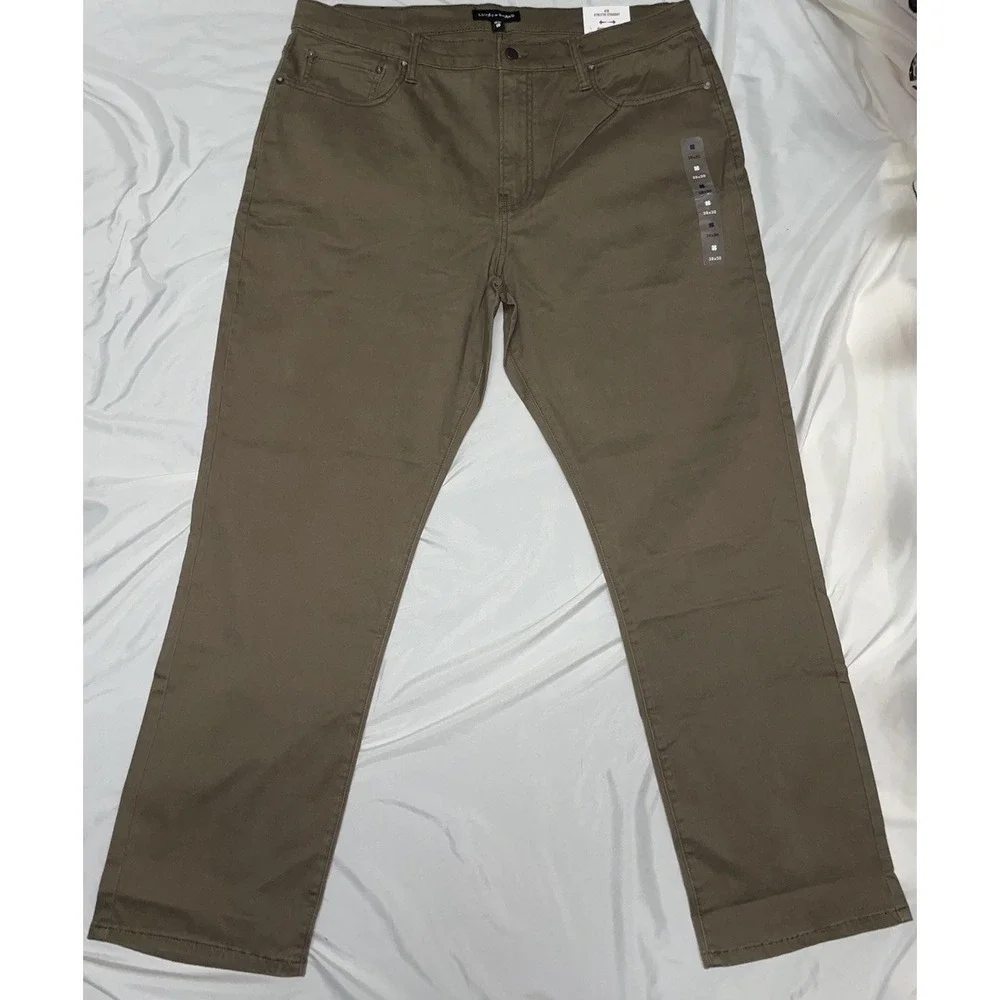 Lucky Brand 410 Athletic Straight Pants Mens Brown Advanced Stretch Chino 38X30